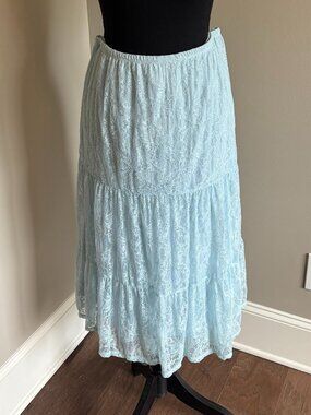 "Selfie" Baby Blue Lace Overlay Skirt